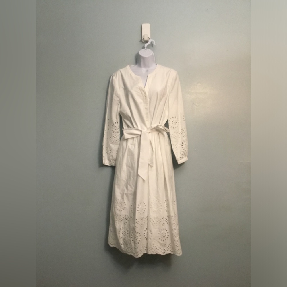 Talbots Long Sleeve Eyelet Dress